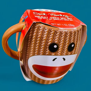 Sock Monkey Mug Cocoa Set Galerie Holiday Hot Chocolate Gift Cup Cute Novelty